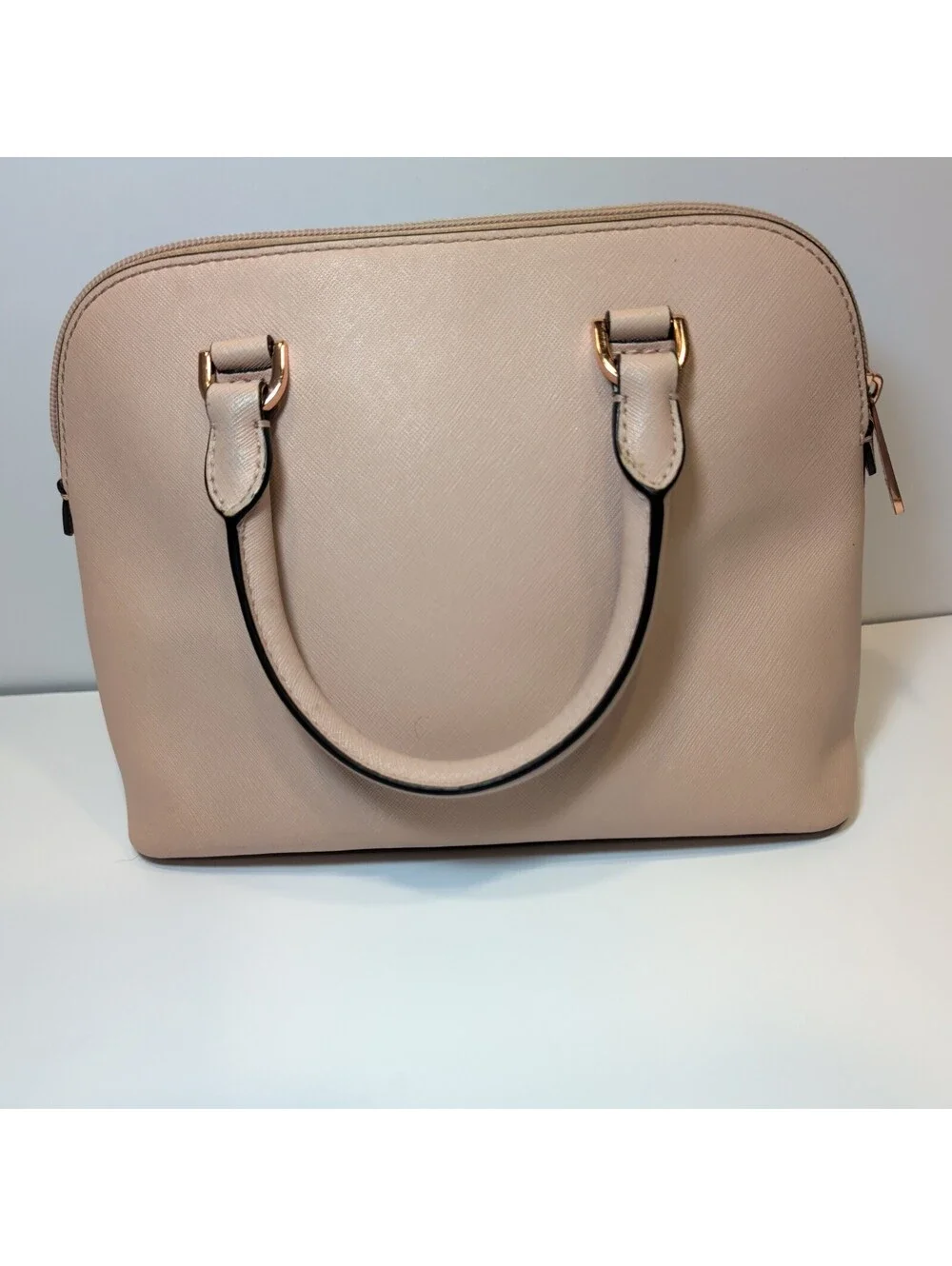 Michael Kors Light Pink Saffiano Leather Dome Satchel with Pom Pom Charm
